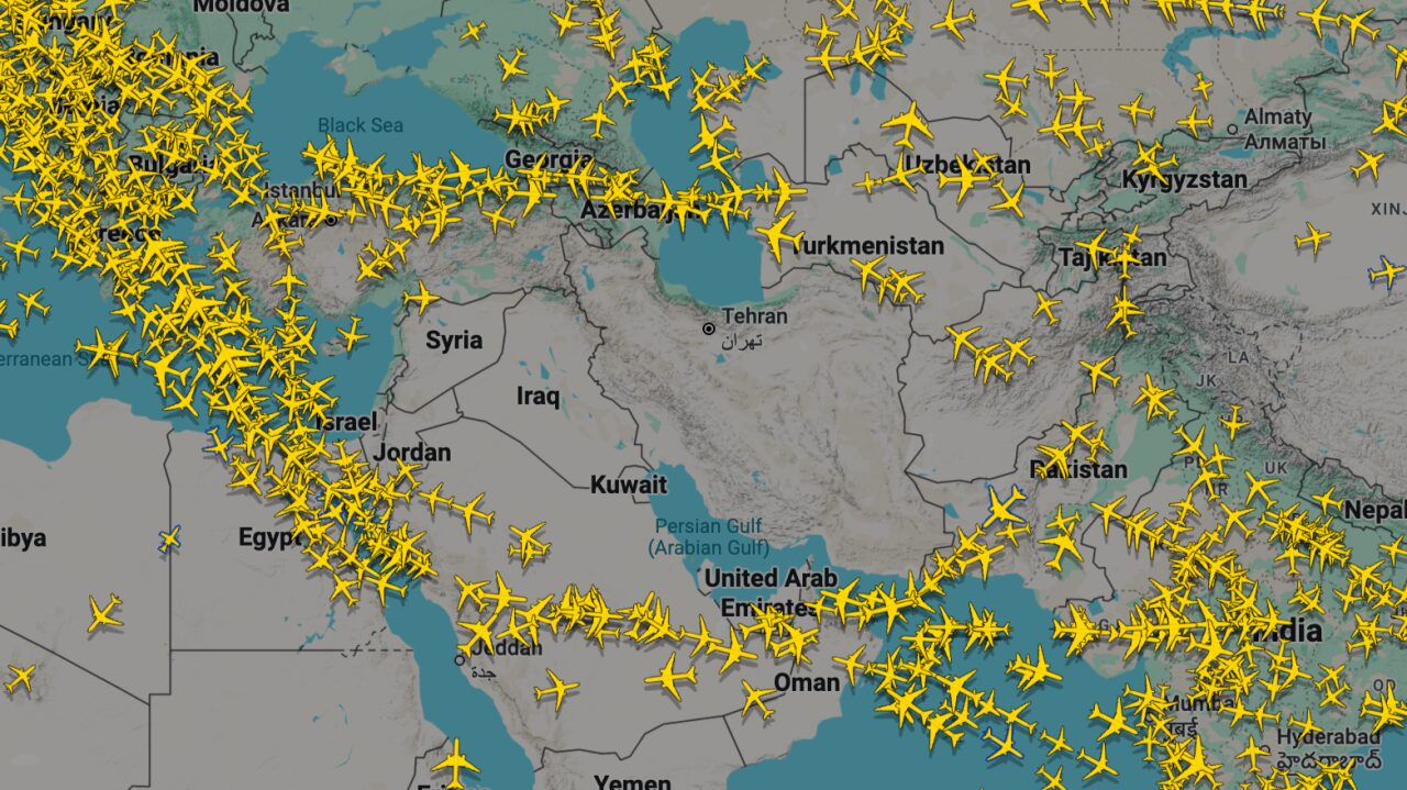 middle east flight path